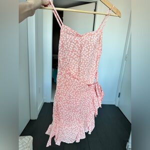 Pink Floral Spaghetti Strap Dress